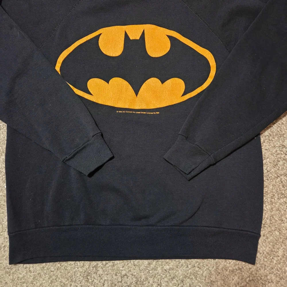 Vintage 1964 Batman DC Comics Crewneck Sweatshirt Men's Sz M/L  Black WORN‎ THIN